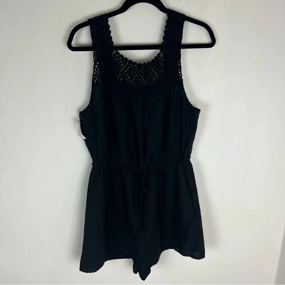 NWT Aritzia Wilfred Delfina Romper Black 100% Linen Size M B38